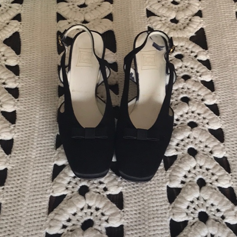 Cynthia Rowley Vintage Satin Black Kitten Mule
